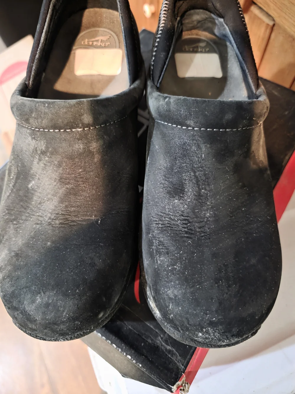 Dansko Black Suede Clogs